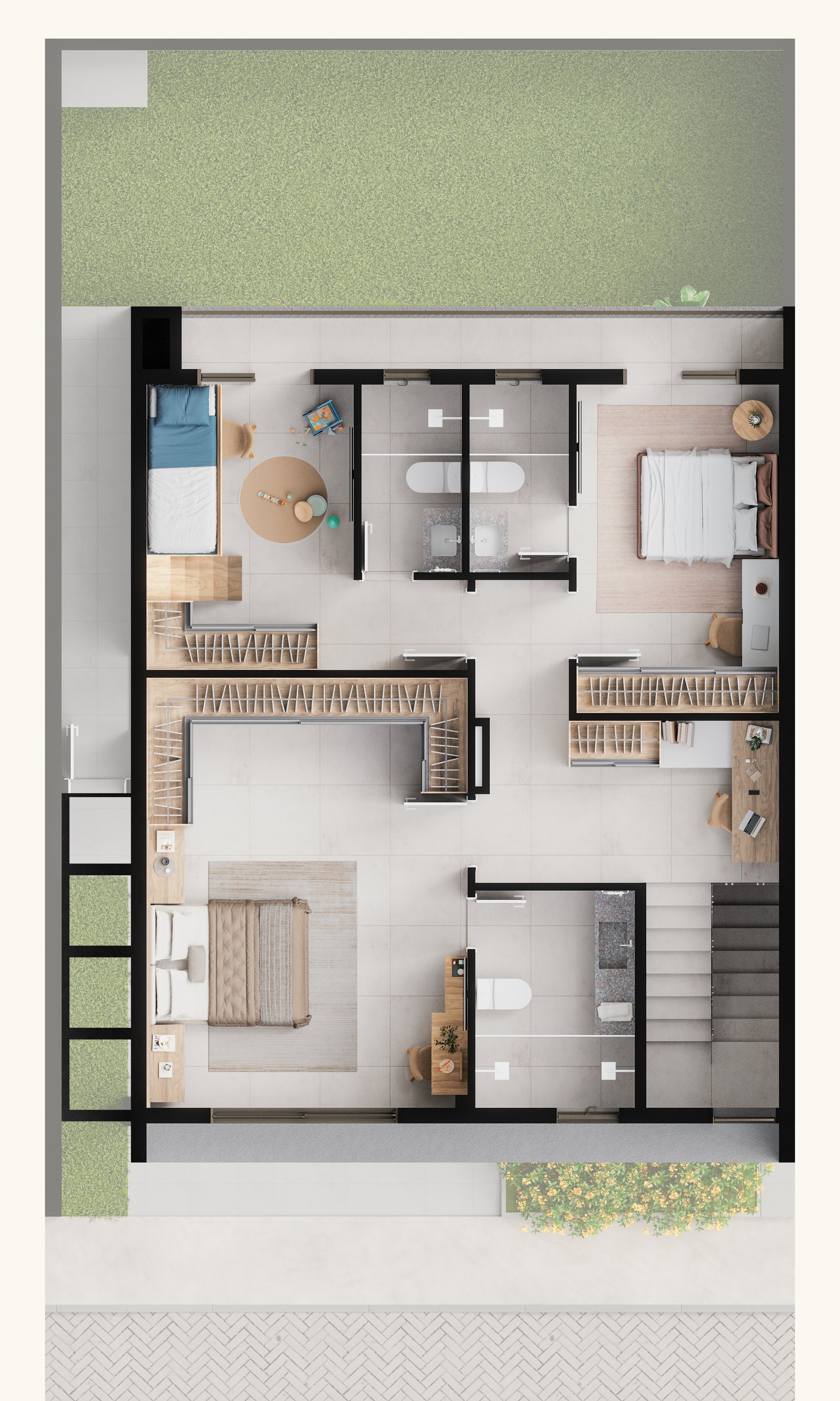 Planta do pavimento superior, Sobrado Tipo B 174,72m², Surya By Palme