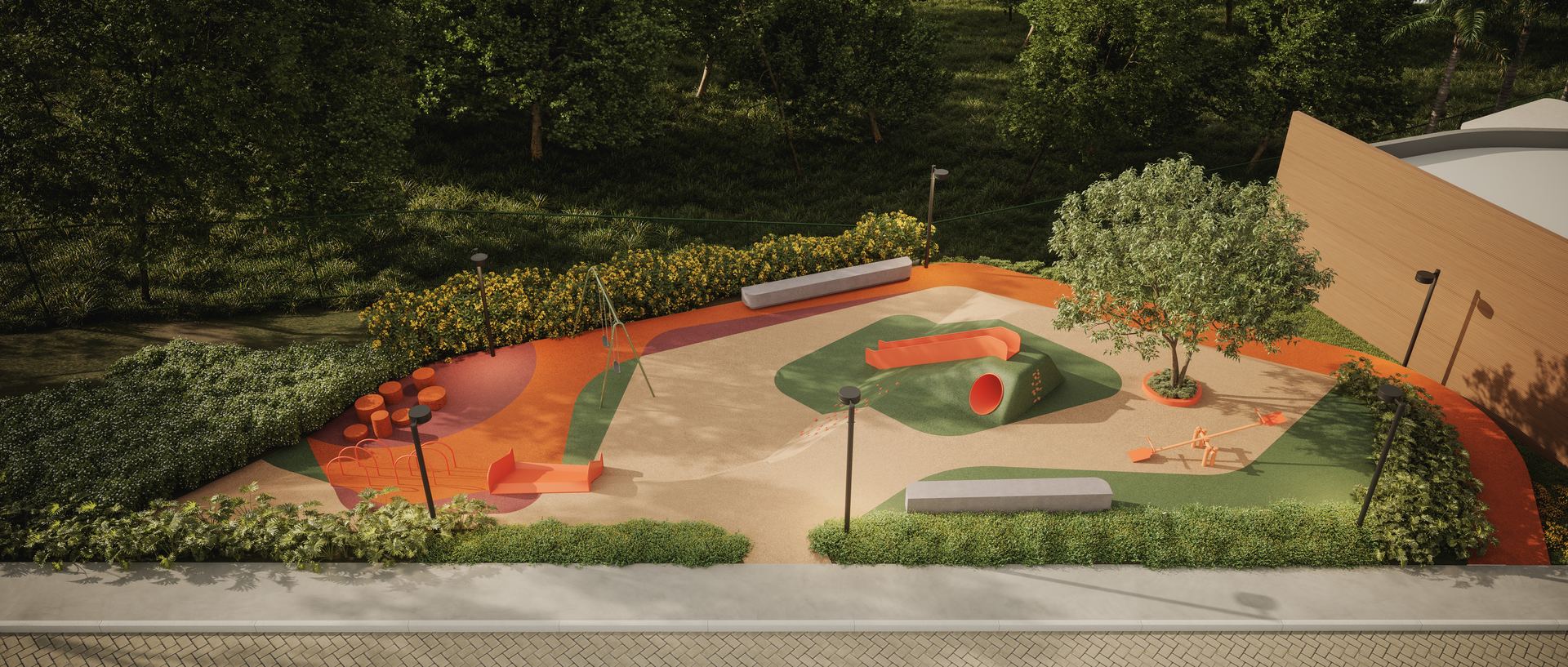 Playground com piso emborrachado, Surya By Palme (imagem ilustrativa)
